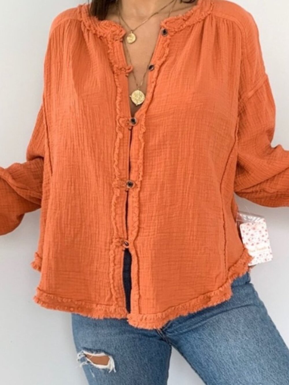We the Free Free People Moving Mountains Top - Perpetual Sunset (Orange) XS